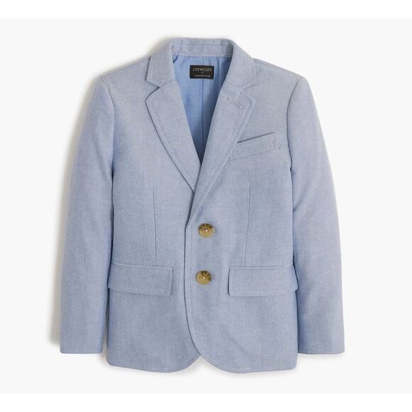 Crewcuts J.Crew Thompson Suit Jacket Boys 6-7 Cloudy Blue Oxford Single Breasted - Picture 1 of 7